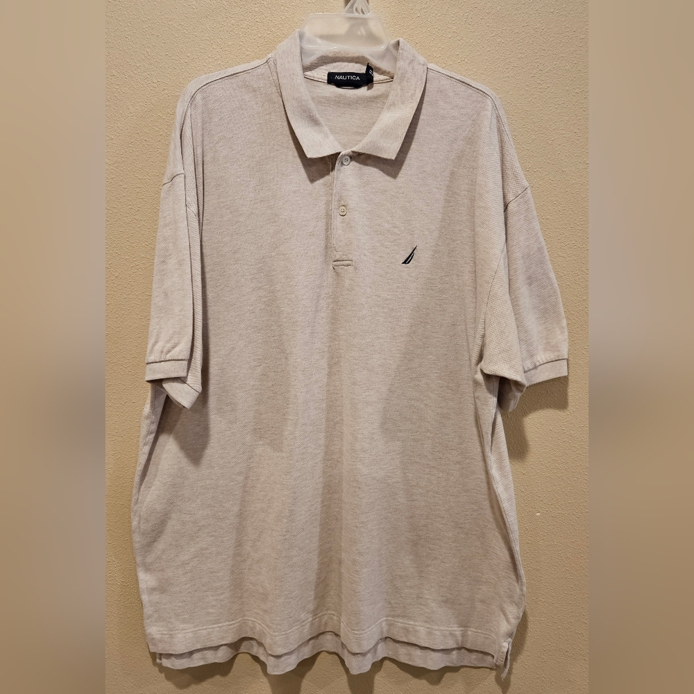 Nautica Men's Heatherd Beige Cotton Polo Shirt, Size XXL
